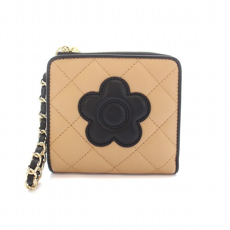 マリークワント MARY QUANT 二つ折り財布 キルティング ロゴ チェーン