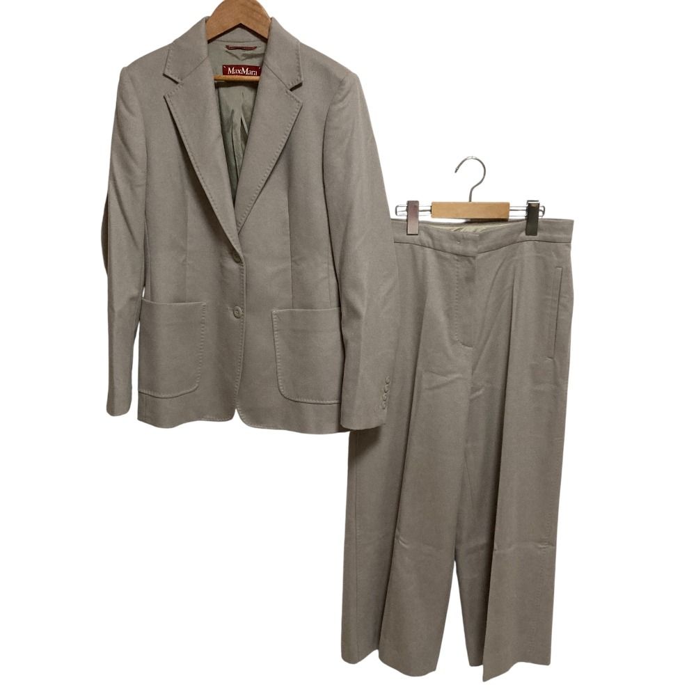 23AW Max Mara STUDIO マックスマーラステュディオ ウール ジャケット ワイドパンツ スーツ セットアップ サイズ42 ベージュ レディース 古着