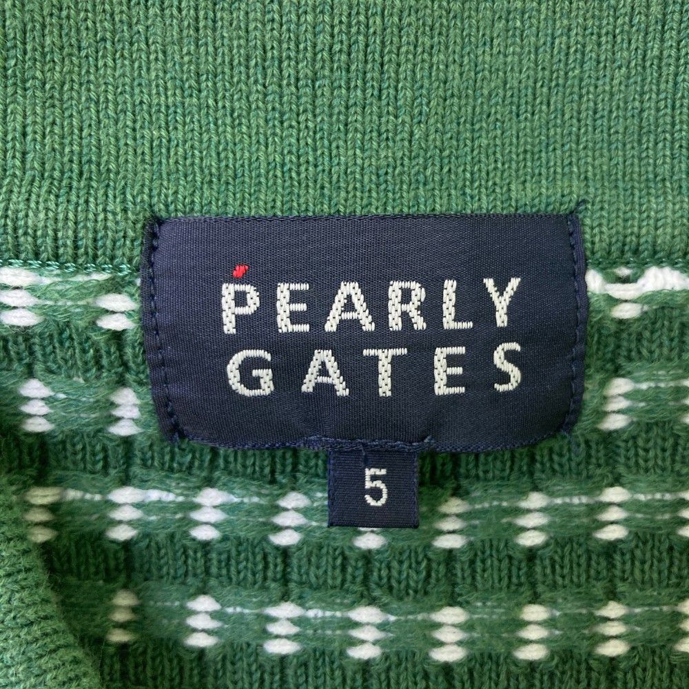 サイズ：5 PEARLY GATES パーリーゲイツ  ニット 半袖ポロシャツ チェック柄 グリーン系 [240101420500] ゴルフウェア メンズ ストスト サイズ：5 PEARLY GATES パーリーゲイツ ニット 半袖ポロシャツ