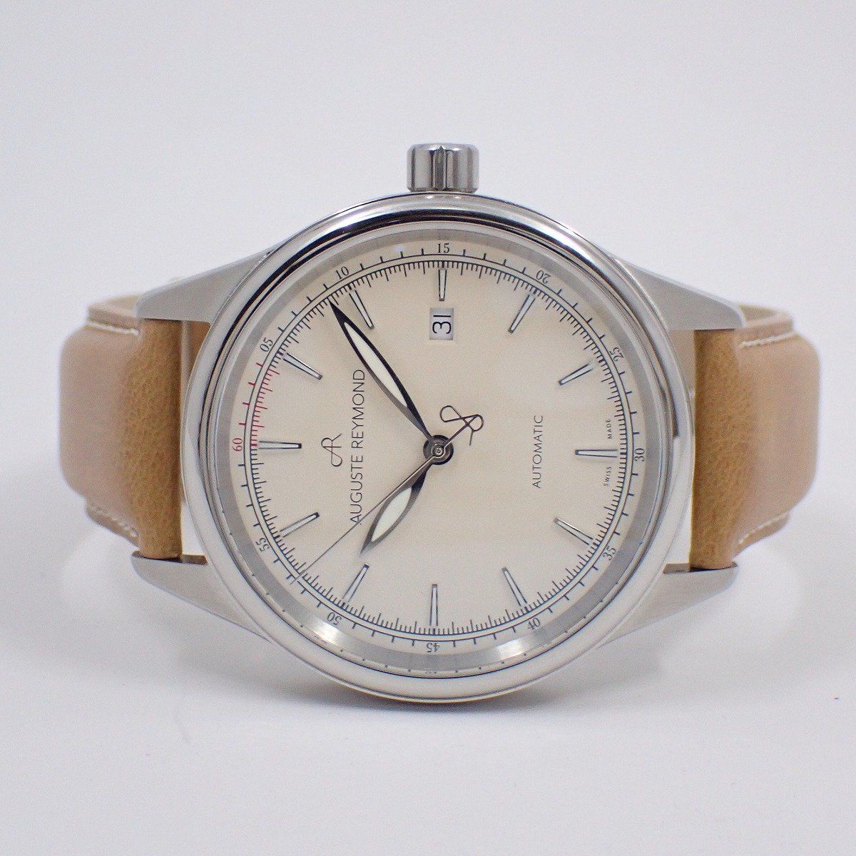 オーガスト レイモンド ヘリテージ1898 自動巻き メンズ 腕時計 アイボリー文字盤 純正革ベルト AR.HE.04A.001.001.201 いおき質店