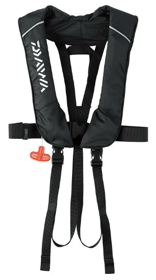 ダイワ チャイルドライフジャケット 肩掛けタイプ自動 DF-2822 手動膨脹式 ブラック 国土交通省型式承認取得 桜マーク タイプA 子供 キッズ 救命胴衣 daiwa