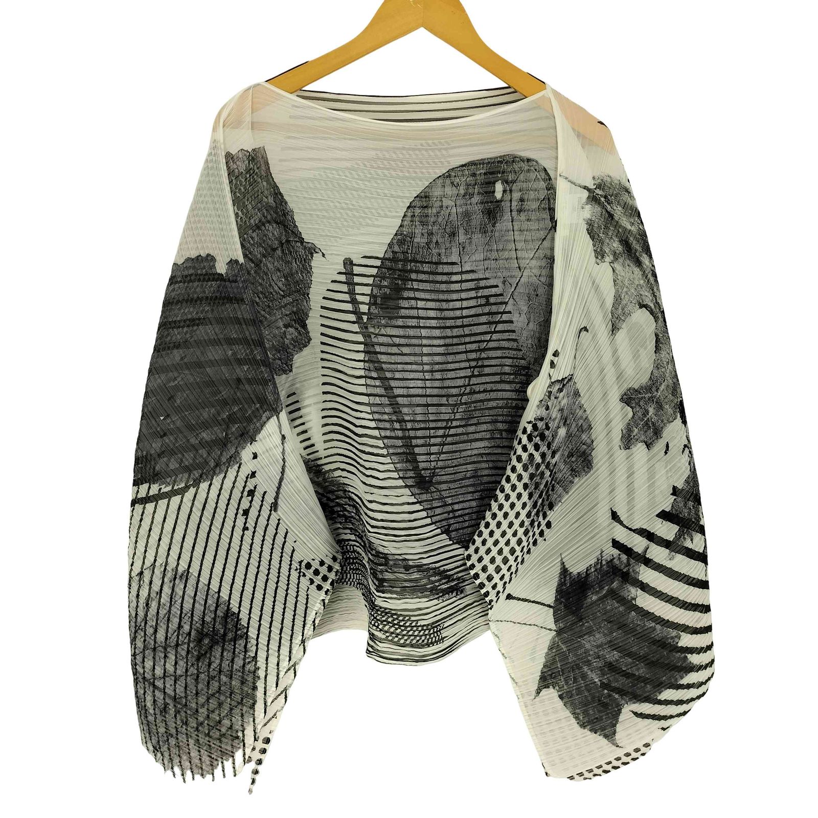 プリーツプリーズイッセイミヤケ PLEATS PLEASE ISSEY MIYAKE 14AW シースルー グラフィック プリント ポンチョ レディース 表記無