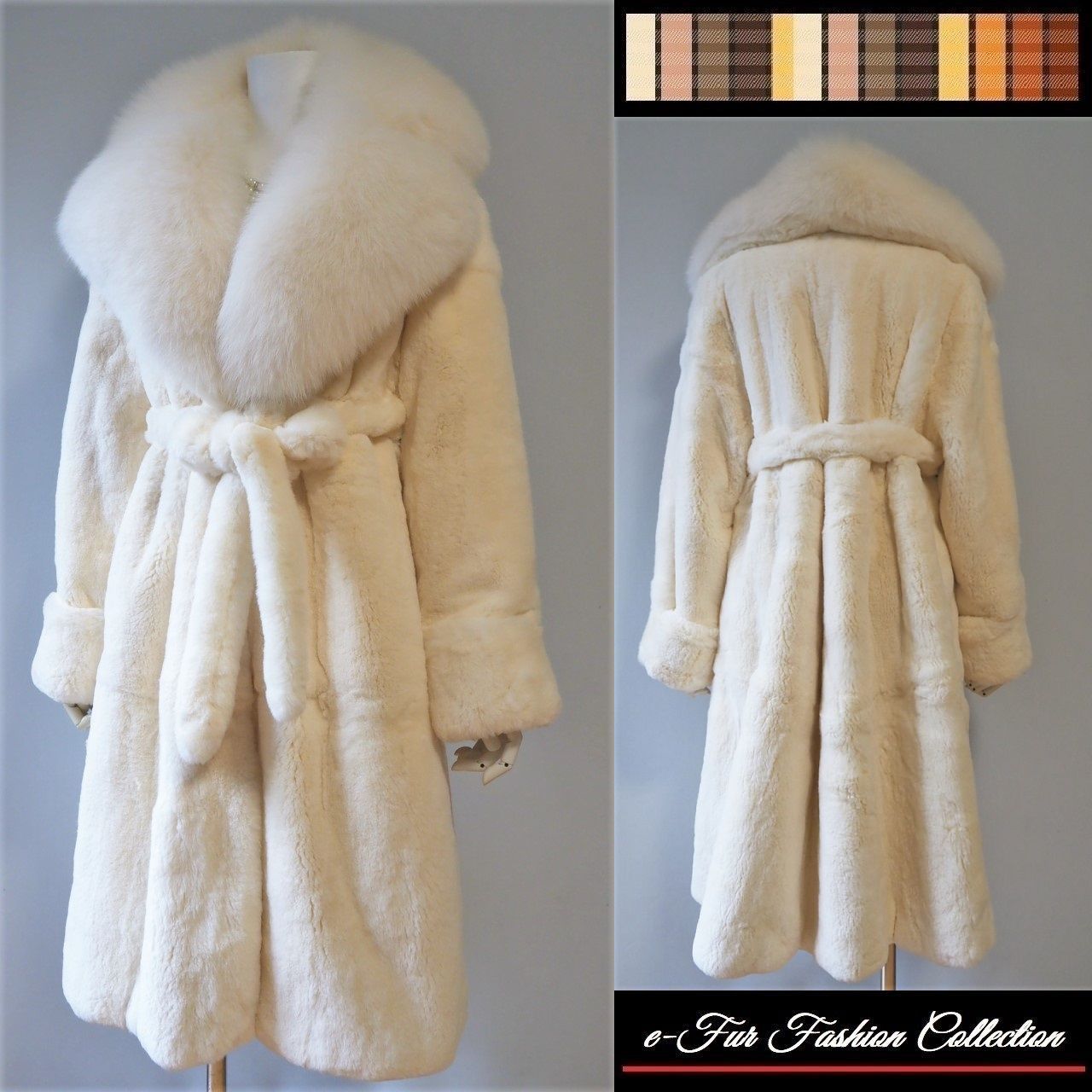 上品な印象☆冬のミルキーホワイトフォックス×レッキス毛皮コート