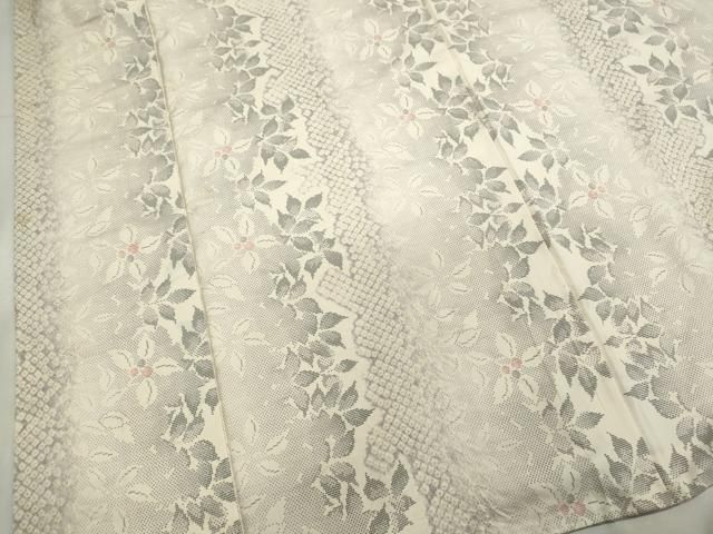 平和屋着物○本場大島紬 白大島 9マルキ 絞り 草花文 正絹 逸品  