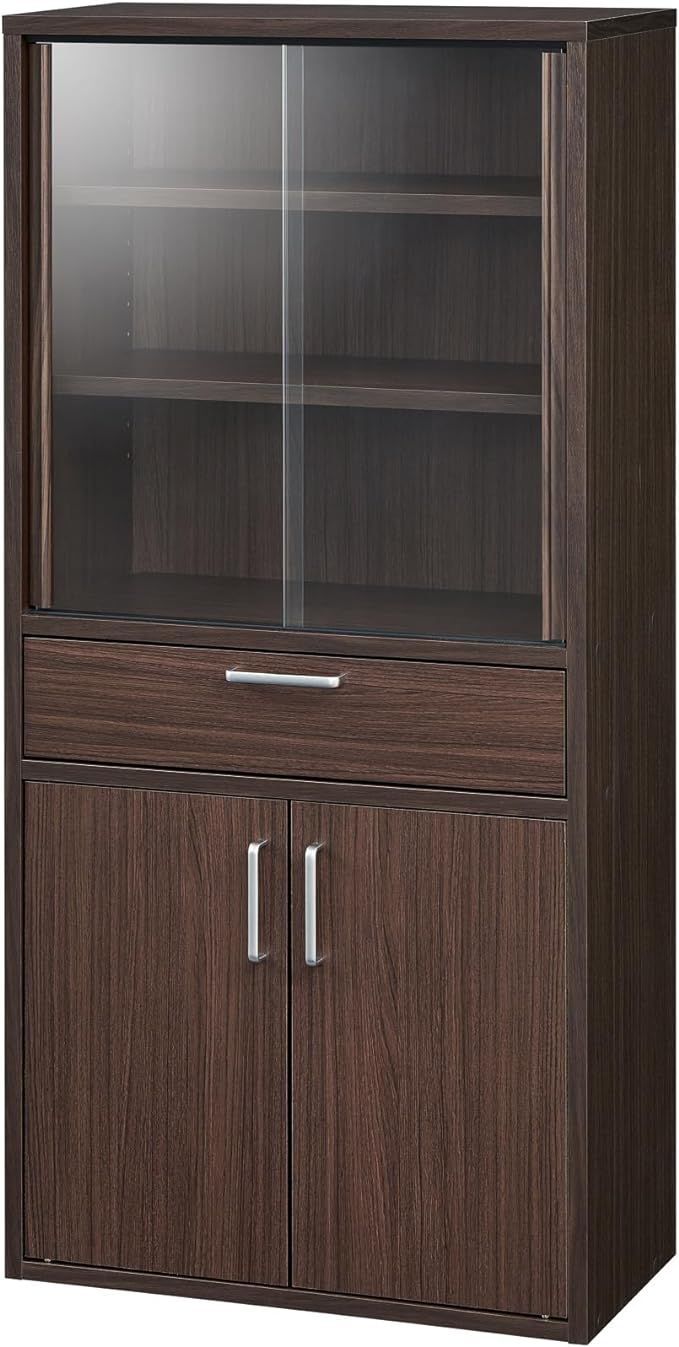 白井産業(Shirai) 食器棚 カップボード キッチン収納 ガラス  