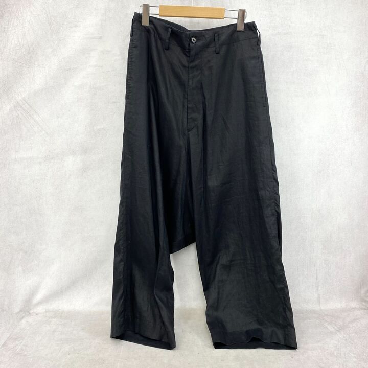 Y s ワイズ サルエルパンツ MV-P11-309 麻100% ボトムス 2 ブラック M メンズ ファッション