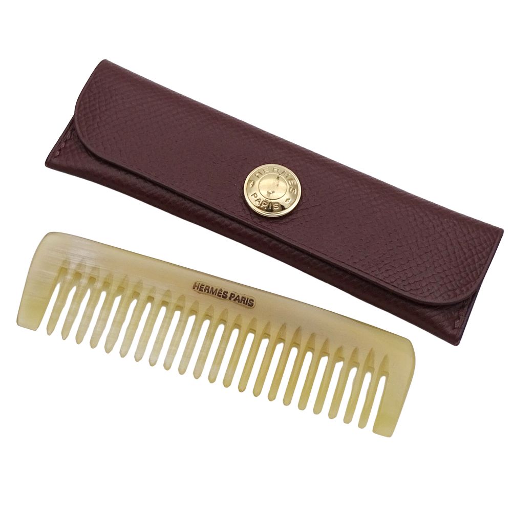◯ HERMES エルメス バッファローホーン ケース付き コーム USED品