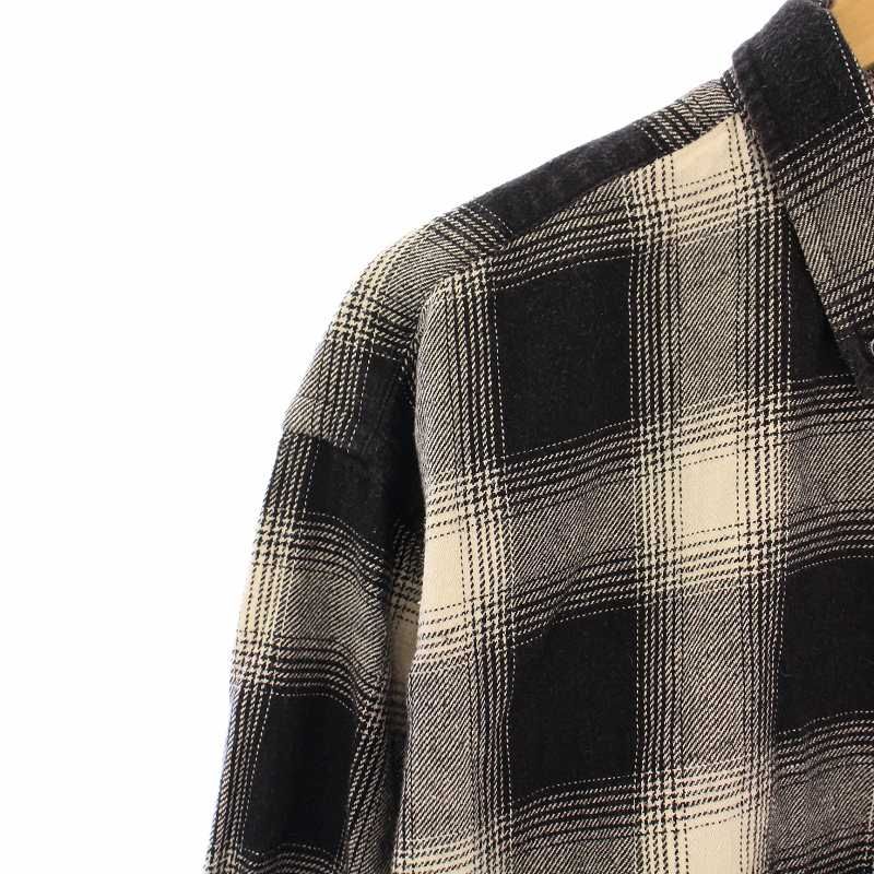 シンゾーン オンブレチェックシャツ ボタンダウン ブラウス 長袖 レギュラーカラー F 黒 ブラック アイボリー 21AMSBL01 シンゾーン Shinzone Ombre Check Shirt オンブレチェックシャツ