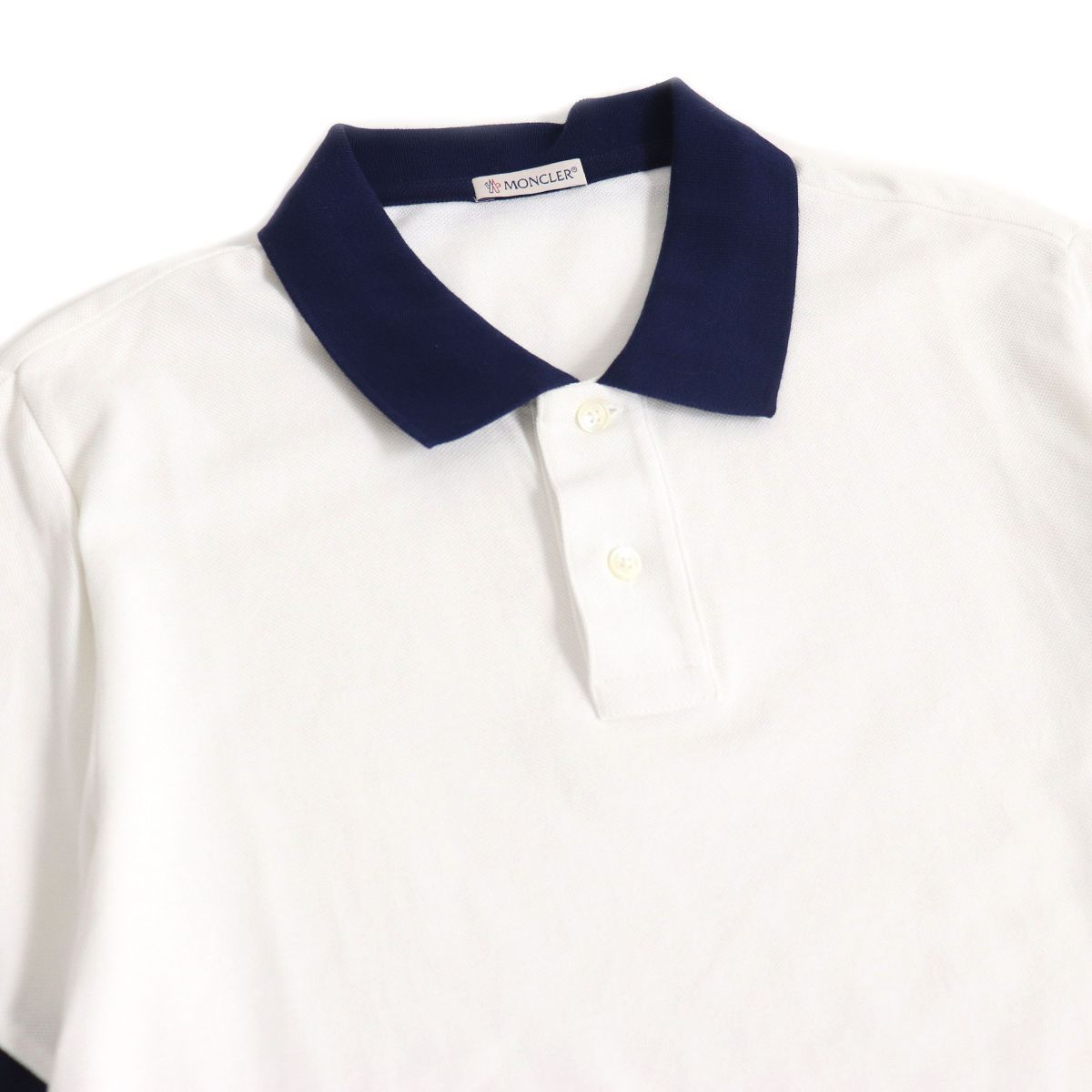 美品□モンクレール MAGLIA POLO MANICA CORTA ロゴワッペン シェルボタン コットン 半袖ポロシャツ ネイビー/ホワイト M  正規品 メンズ◎ - メルカリ