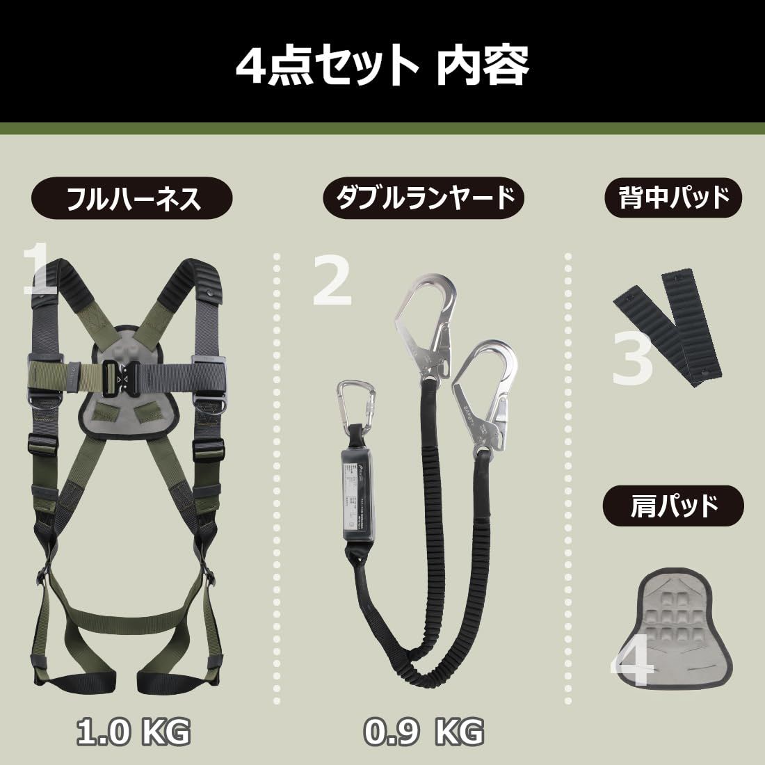 新品 [ハーピー] 【新規格適合】 軽量 アルミフック フルハーネス ダブルランヤード [2丁掛け] 胴ベルト/胴当てベルト フルセット フルハーネス型 安全帯 墜落制止用器具 フリーサイズ