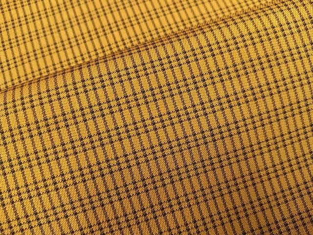 平和屋着物○本場黄八丈 綾織 足高貴 格子 正絹 逸品 AABC0646ph