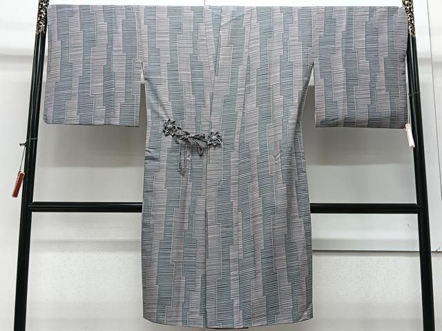 平和屋着物＃道中着 よろけ縞 ロング丈 正絹 逸品 CAAV5811id