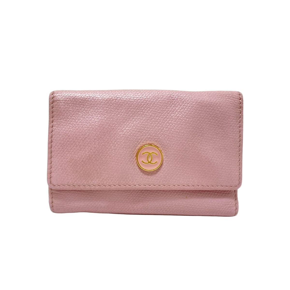 CHANEL シャネル キーケース ココボタン ライトピンク 6連フック|ゴールド金具 ラムスキン