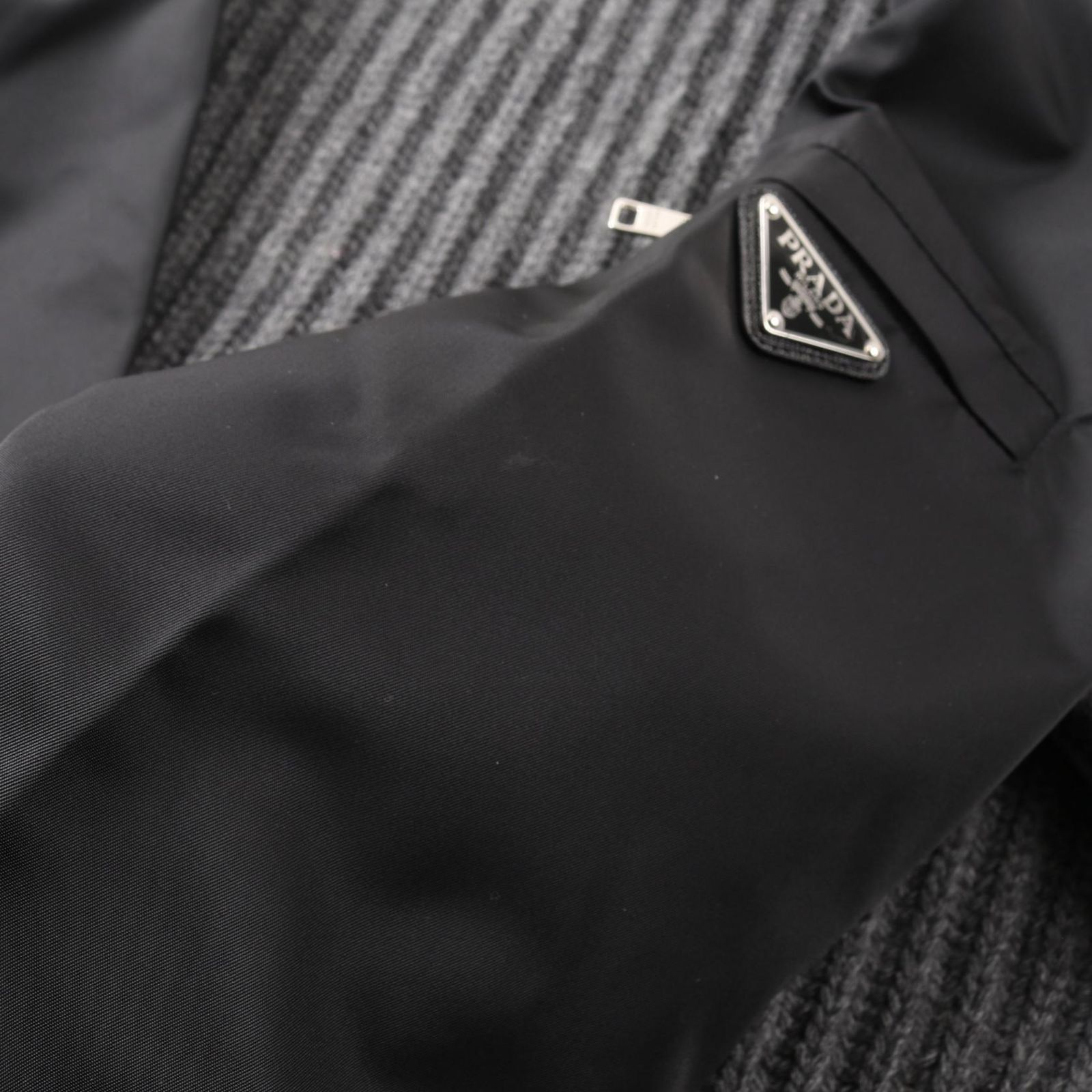  プラダ PRADA ニット Re-Nylon グレー ウール カシミヤ ドッキングニット レディース A 長袖 ニット セーター