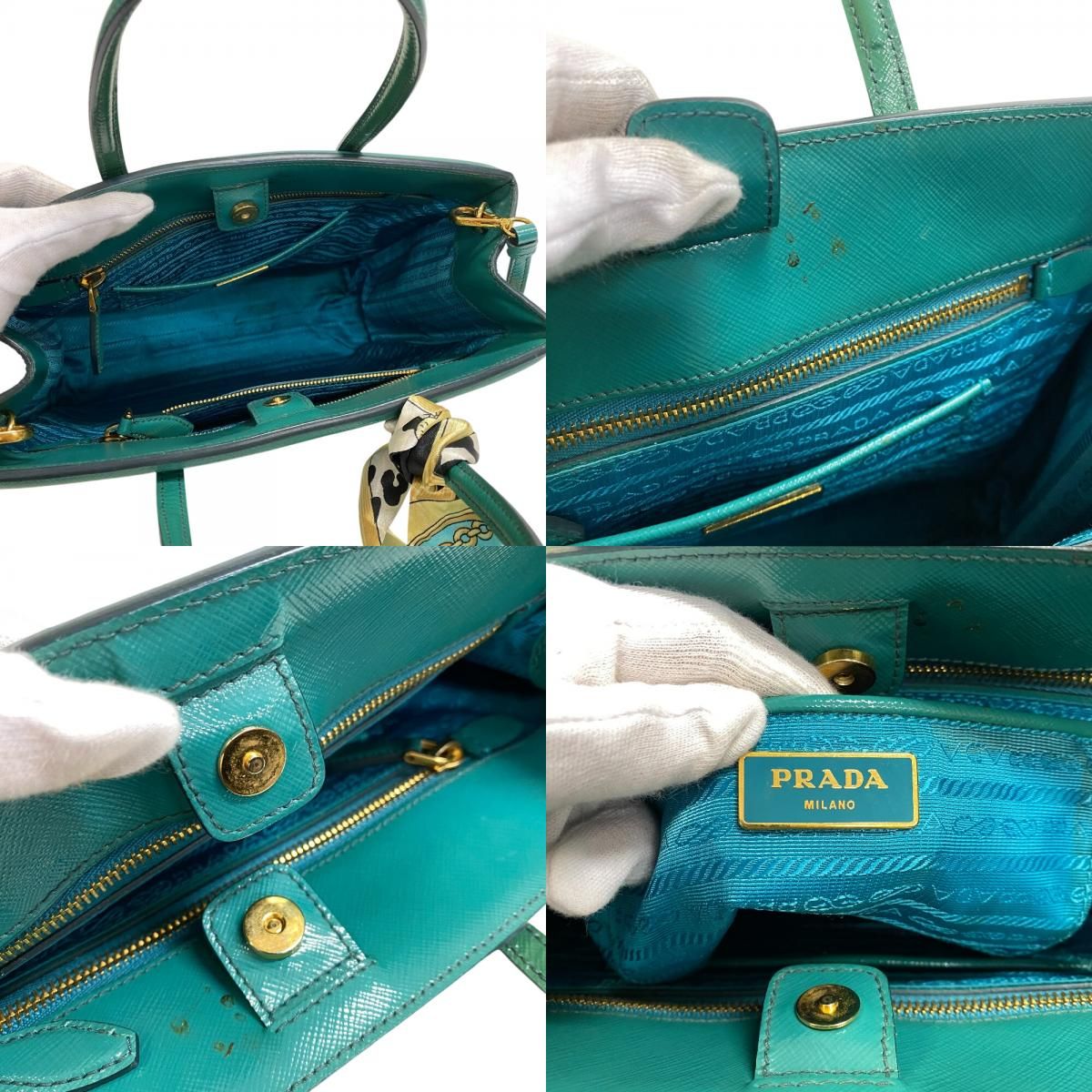 プラダ PRADA ハンドバッグ サフィアーノヴェルニ 2way BN2411 グリーン PRADAプラダ BN2411 サフィアーノヴェルニ 2way ハンドバッグ バッグ