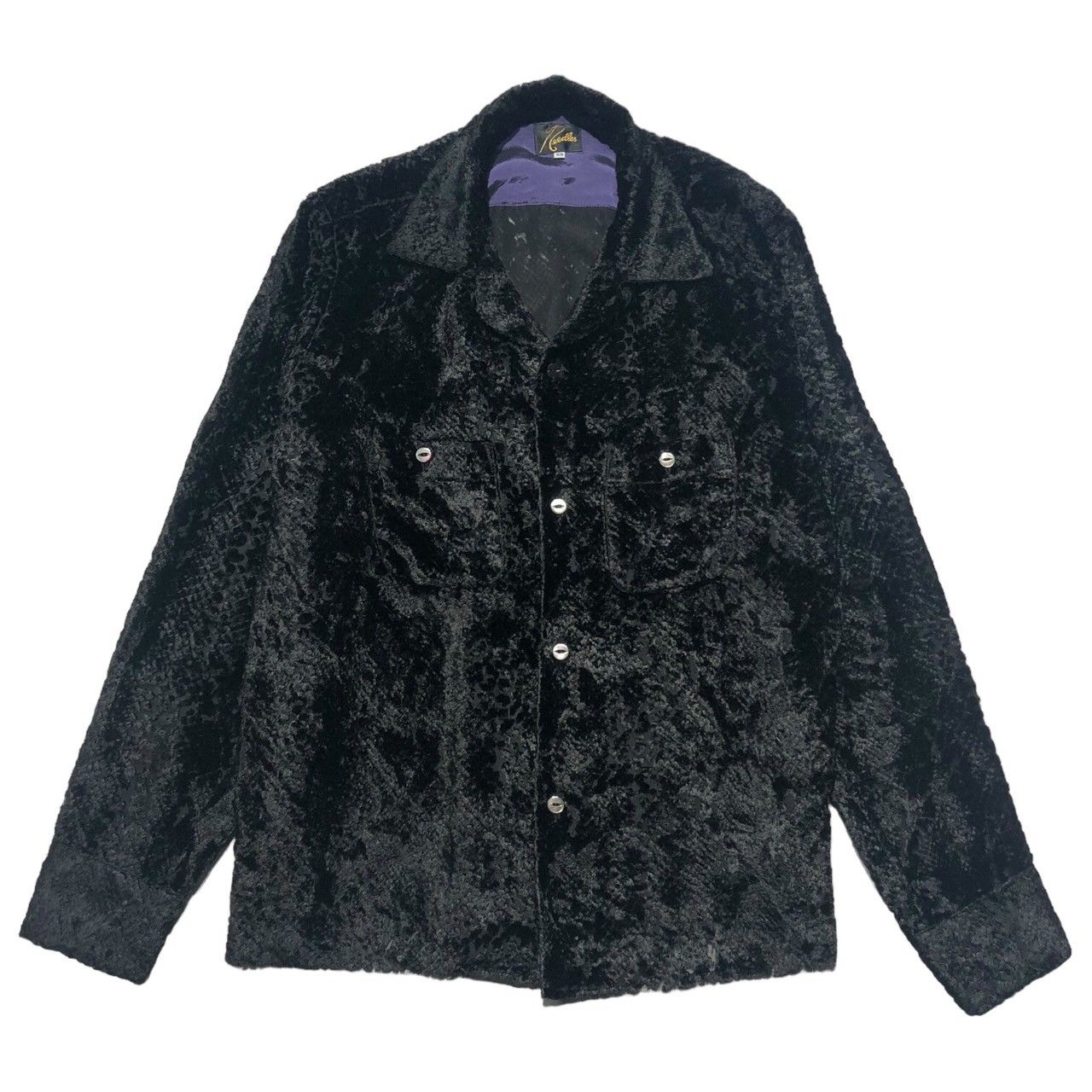 NEEDLES(ニードルズ) 21AW C.O.B.One-up Shirt Burnout Velvet レース ベロア オープンカラー 長袖  シャツ J0153 XS ブラック レーヨン シアー - メルカリ