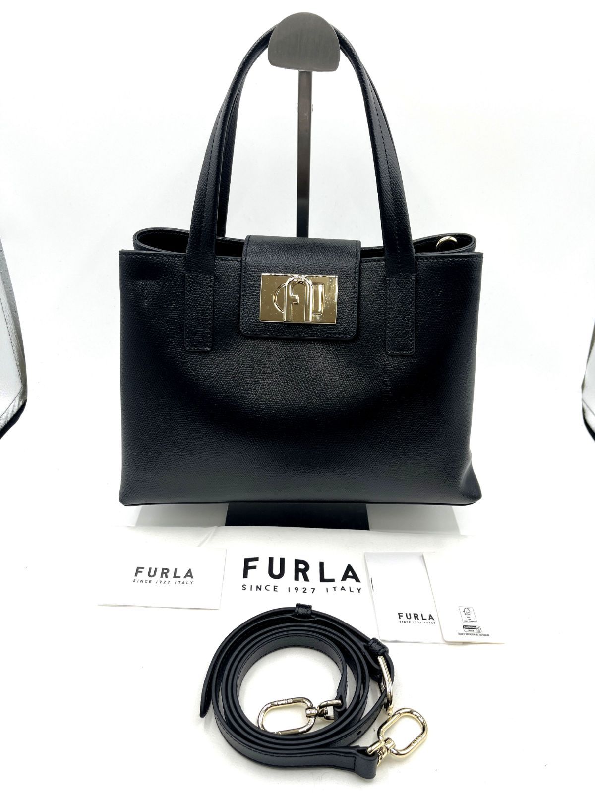 極美品】FURLA フルラ 1927 レザー ターンロック ハンドバッグ トート