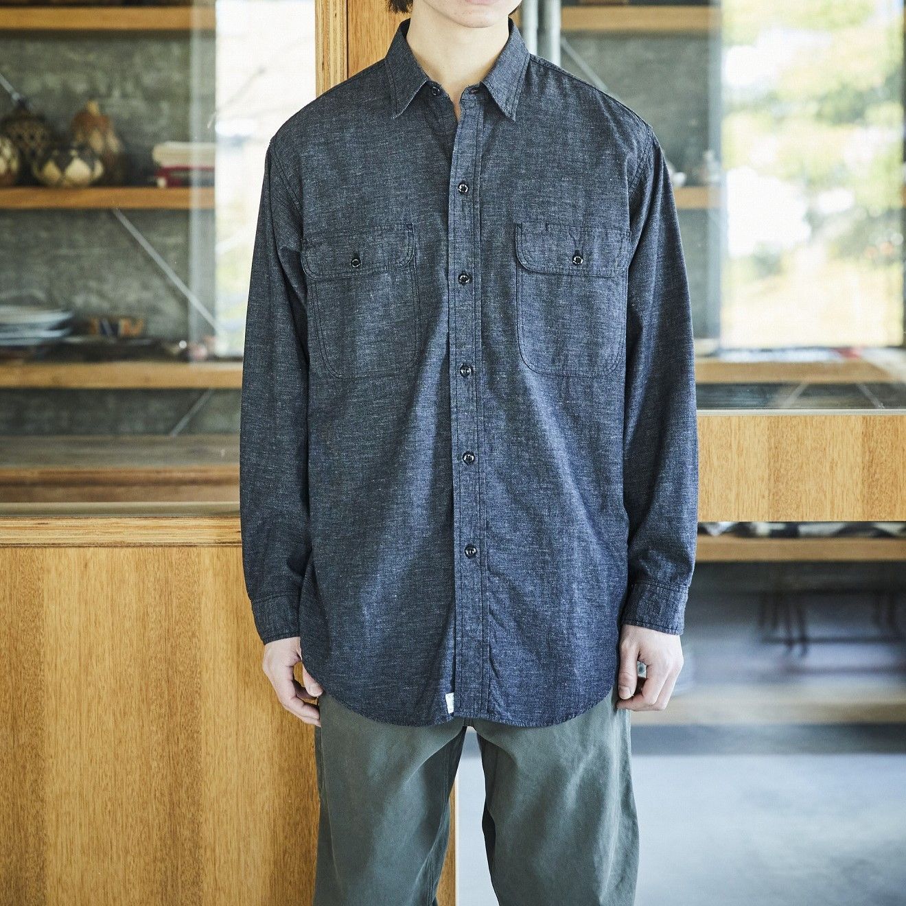 orslow オアスロウ Black Chambray Work Shirt 01-8064-61 ブラック