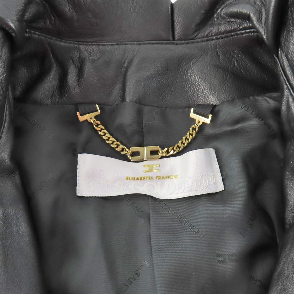 Elisabetta Franchi GOLD ブラックレザージャケット Elisabetta Franchi GOLD ブラックレザージャケット