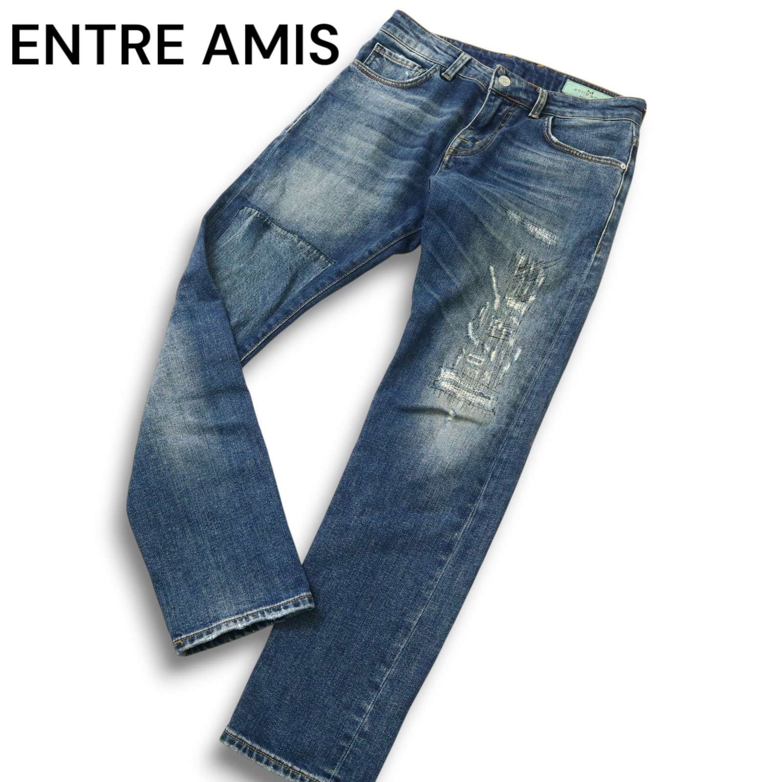 イタリア製☆ ENTRE AMIS アントレアミ 通年 ダメージ＆リペア加工 