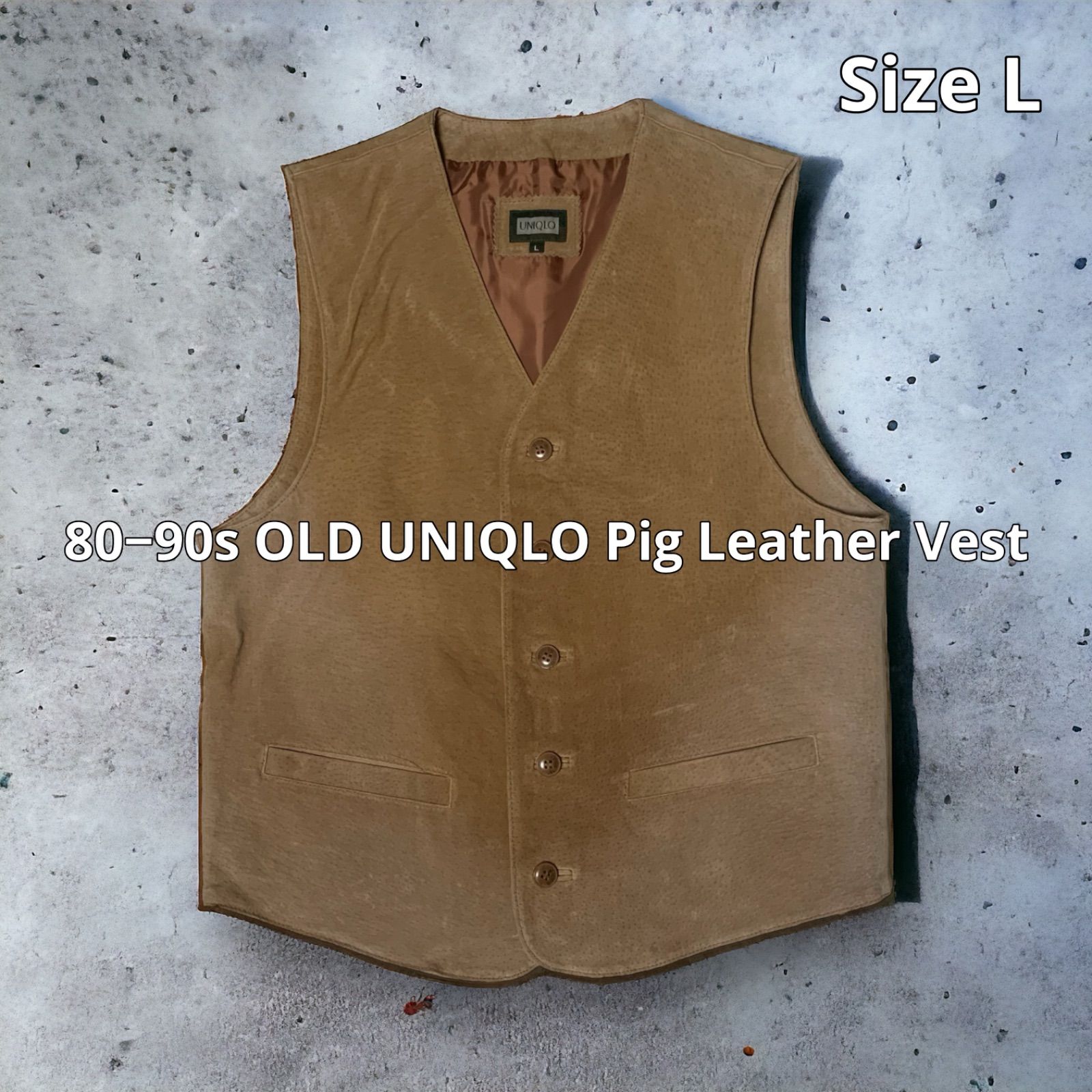 80−90s OLD UNIQLO Pig Leather Vest オールドユニクロ ピッグレザー