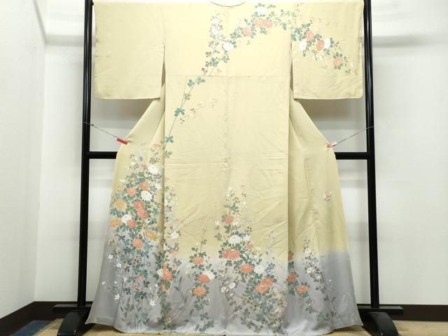 平和屋着物● 染元 粋峰 林芳夫 京加賀友禅 訪問着 草花文 正絹 CAAS8540vf