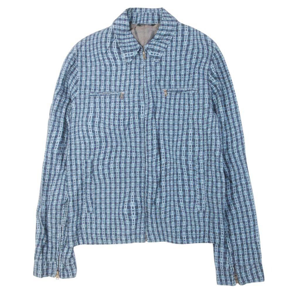 ♥ DOLCE-GABBANA ドルチェアンドガッバーナ ジップアップ ブルゾン ジャケット 総柄 46 青×紺 ブルー メンズ 古着