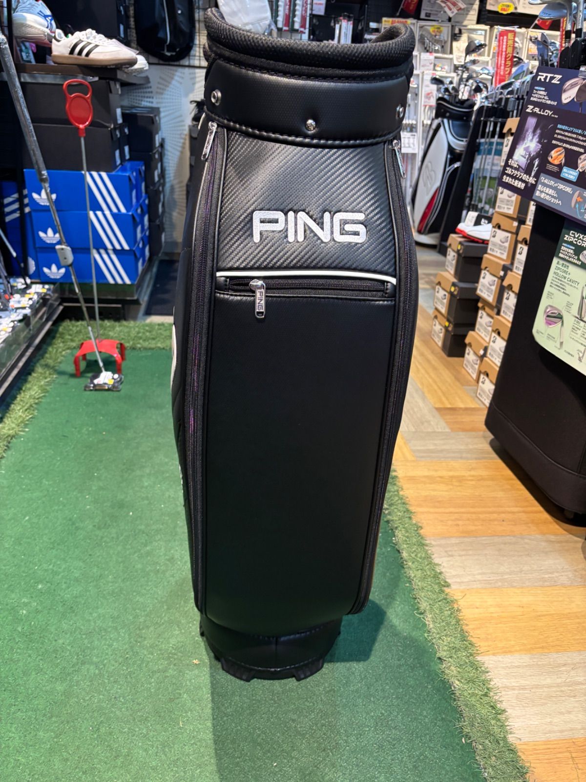 ユークン専用　PING ブラックキャディバッグ PING キャディバッグ ピン フラッグスタッフ FLAGSTAFF CADDY