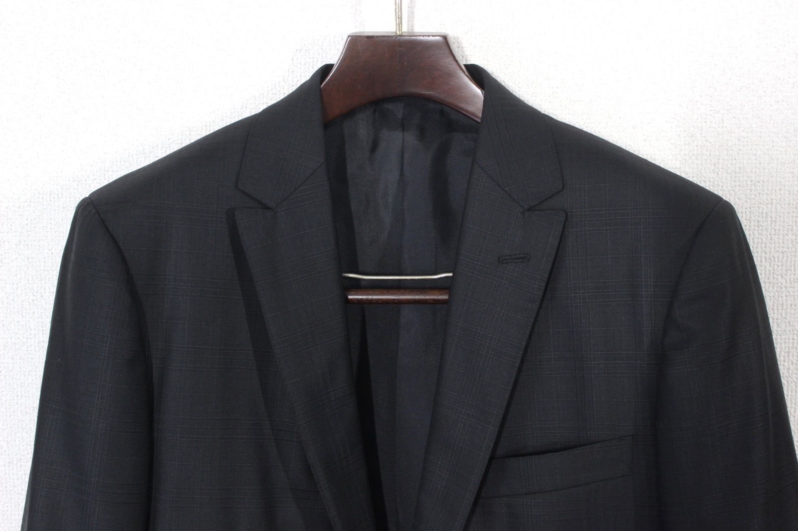 未使用◎グリーンレーベルリラクシング スーツセットアップ グレンチェック S 黒 green label relaxing グリーンレーベルリラクシング サマー