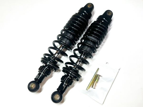 汎用 バイク リアショック リアサスペンション 320mm 減衰調整付 ブラックボディ| ブラックスプリング