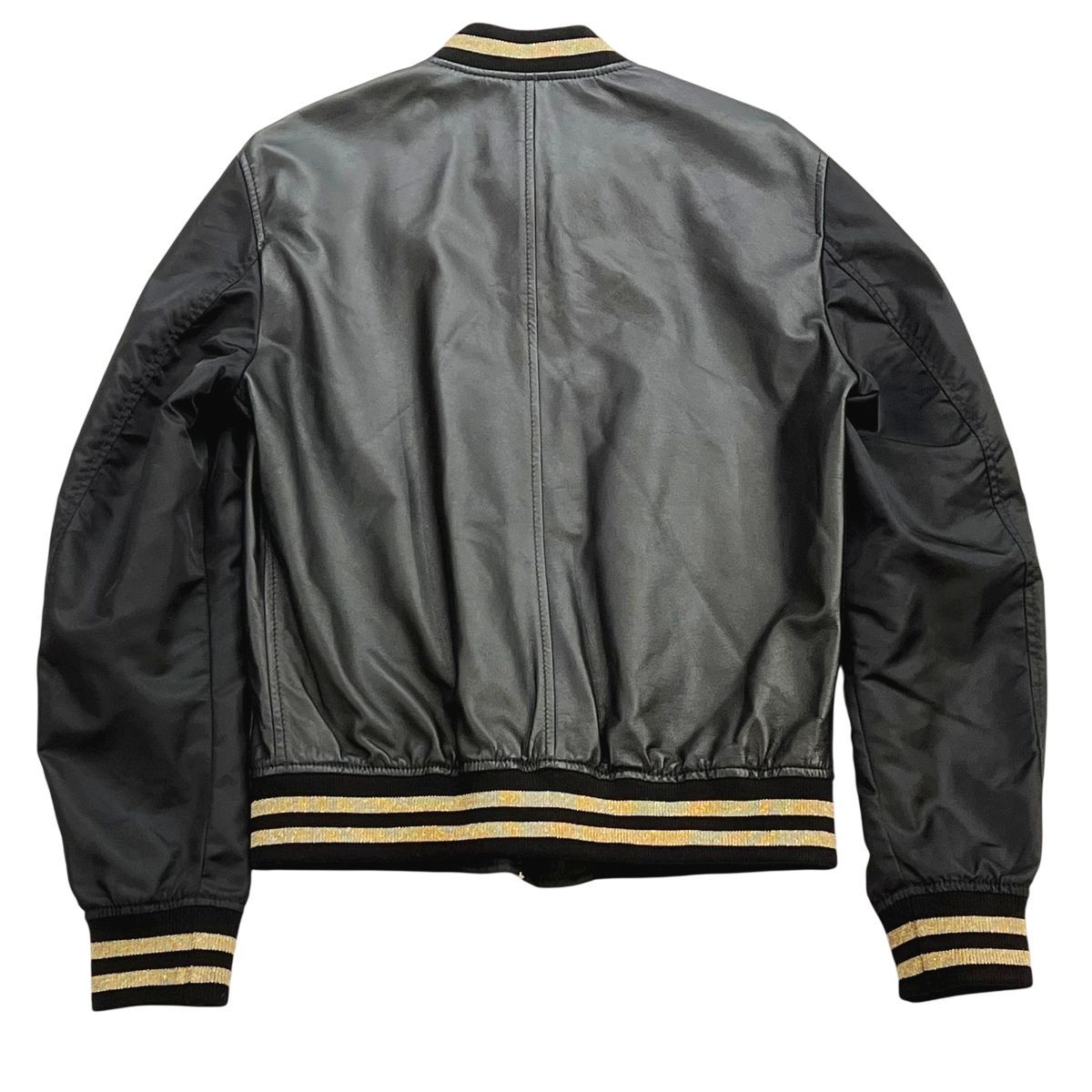 VERSACE ヴェルサーチ メデューサ ラムレザー×ナイロン切り替えブルゾン 黒 1004980 サイズ48 Mサイズ相当 メンズ 24028641 MK