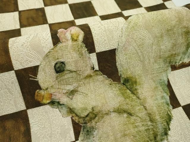 平和屋本店□極上 太鼓柄袋帯 リス 市松文様 逸品 CZAA2037s5 - メルカリ 