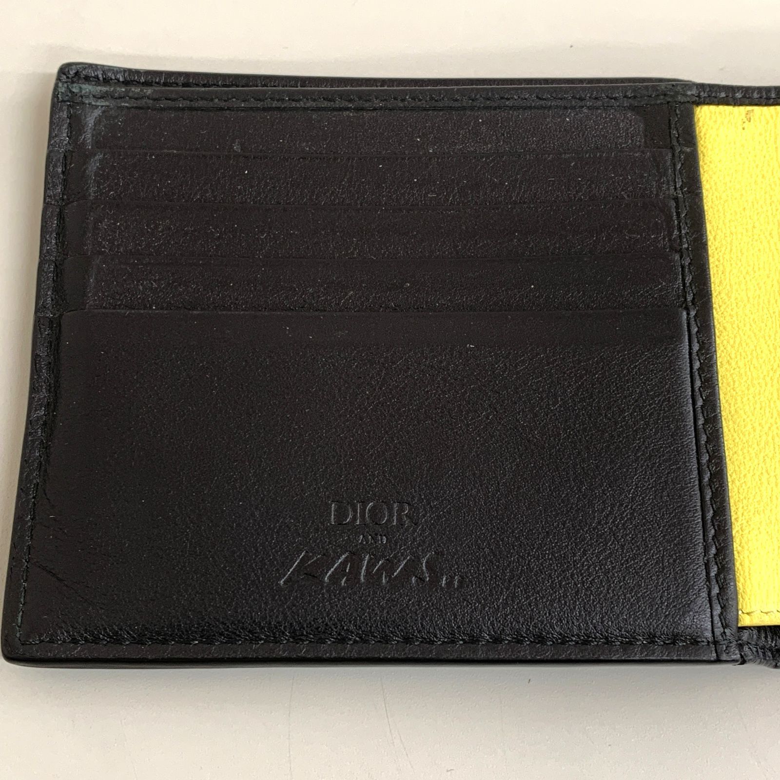 GT1【中古品】Dior × Kaws Wallet 二つ折り 財布 黒 ディオール カウズ  