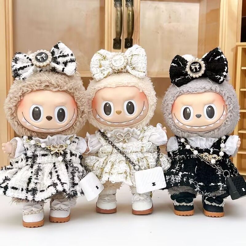 新品4点セット ワンピースlabubuラブブぬいぐるみ服17cm着せ替え着ぐるみ 新品4点セット ワンピースlabubuラブブぬいぐるみ服17cm着せ替え