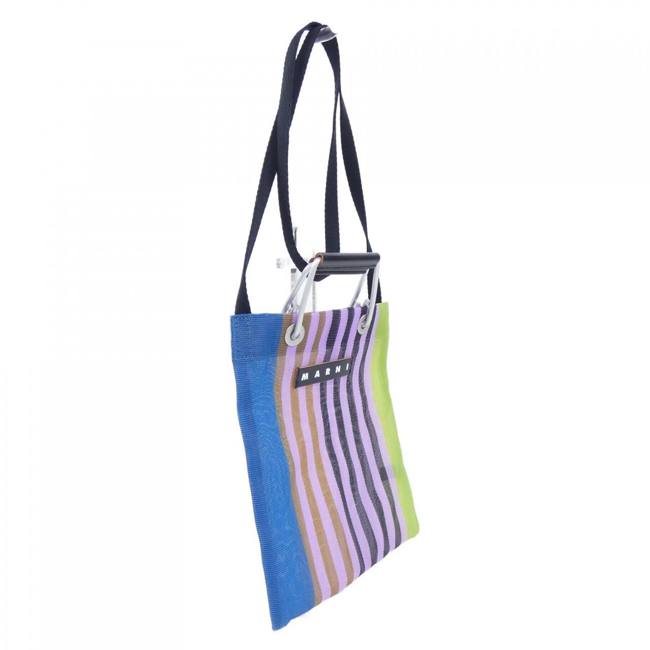 【新品】MARNI MARKET STRIPE SHOULDER BAG Marni Market Stripe Shoulder Bag Blue Pink Green Brown Leather