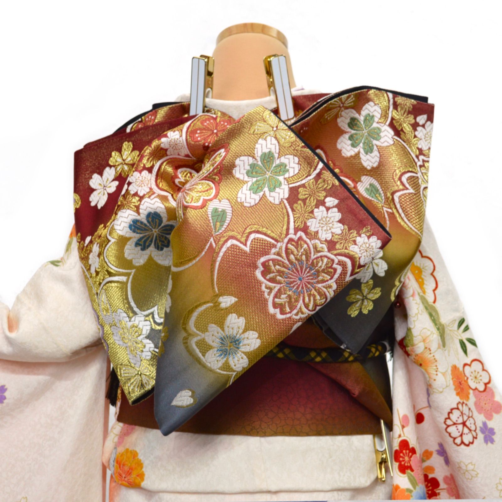 訳あり特価》 振袖フルセット 成人式 正絹 S〜Lサイズ 金駒刺繍