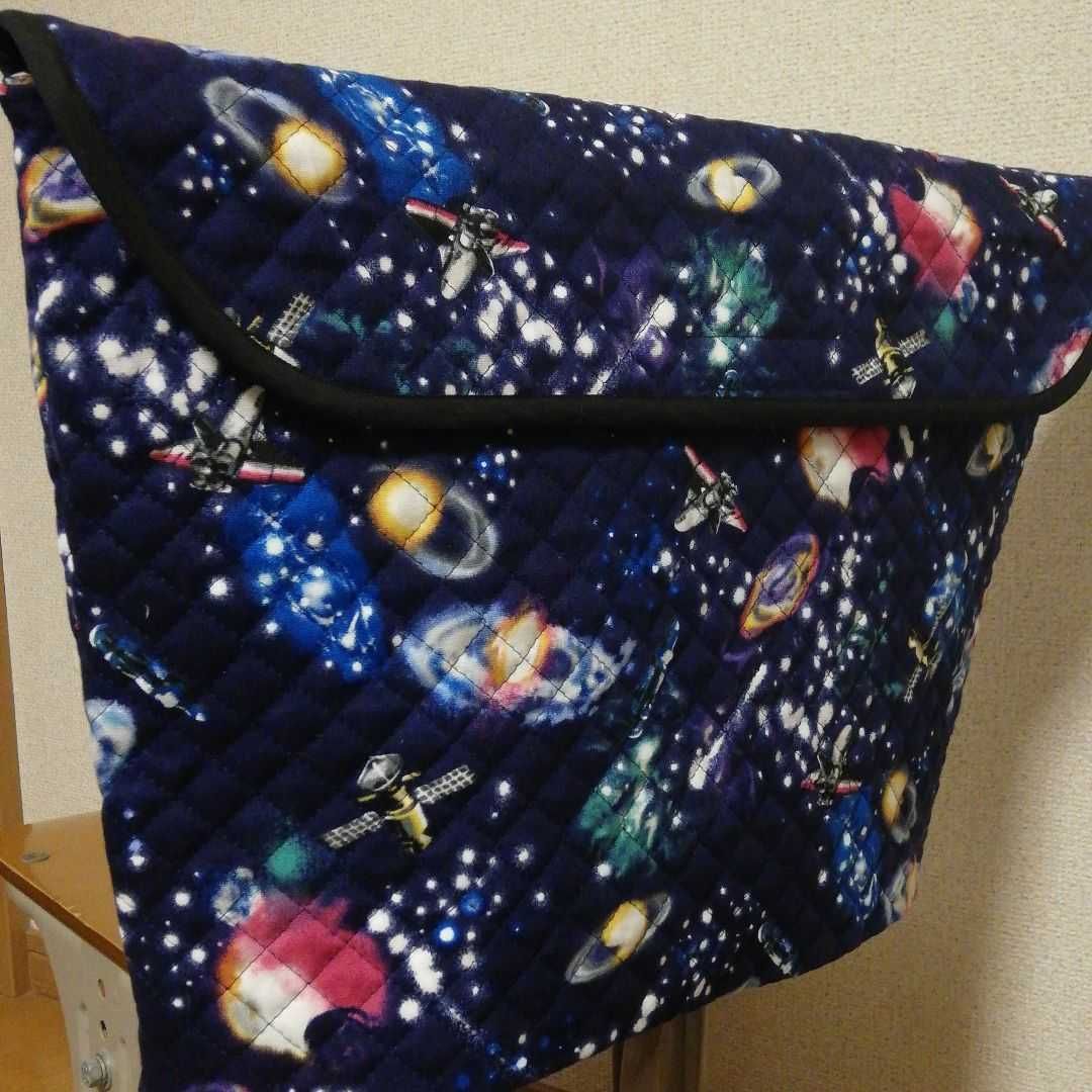 防災頭巾カバー 椅子の背もたれ用 ストライプ宇宙 - ベビー