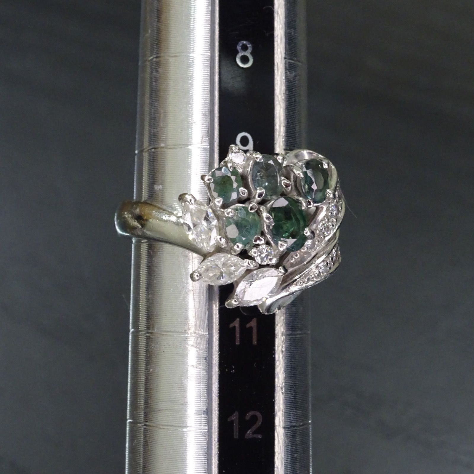 プラチナ pt900 天然アレキサンドライト0.89ct 天然ダイヤモンド0.48ct