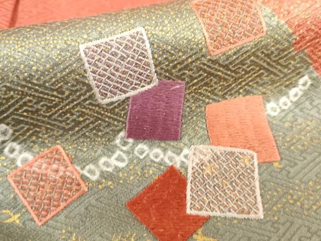 平和屋着物○訪問着 絞り 刺繍 遠山文 金糸 金彩 正絹 逸品 未使用