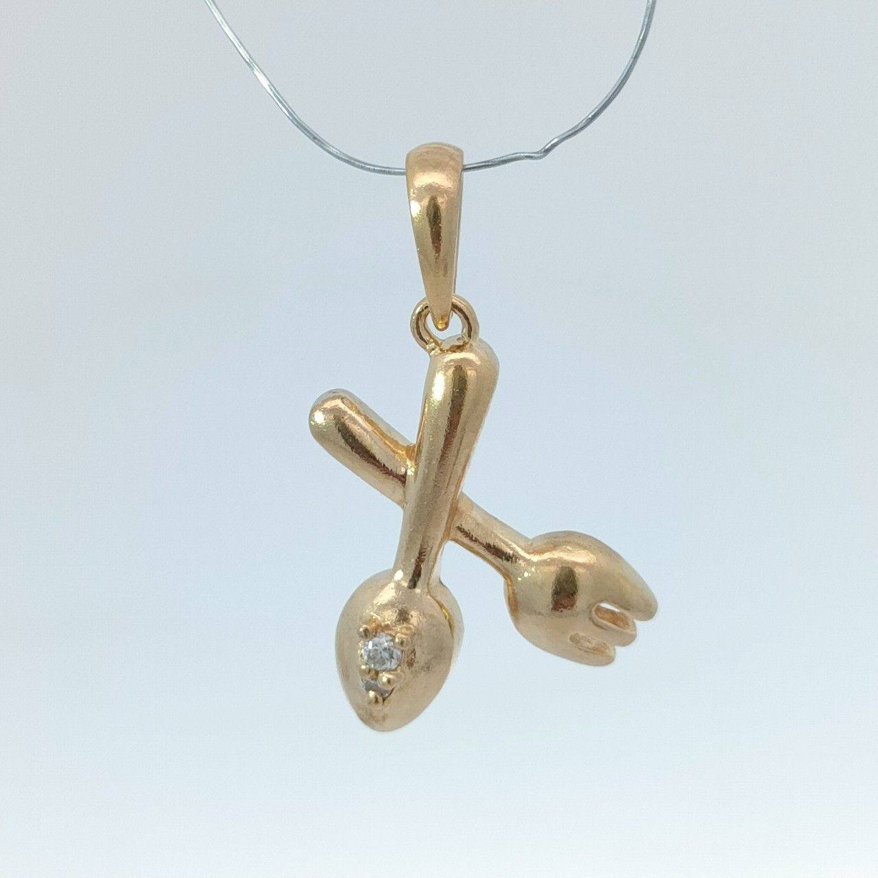 18金 K18 レディース カトラリーデザインネックレストップ 1.45g A921 