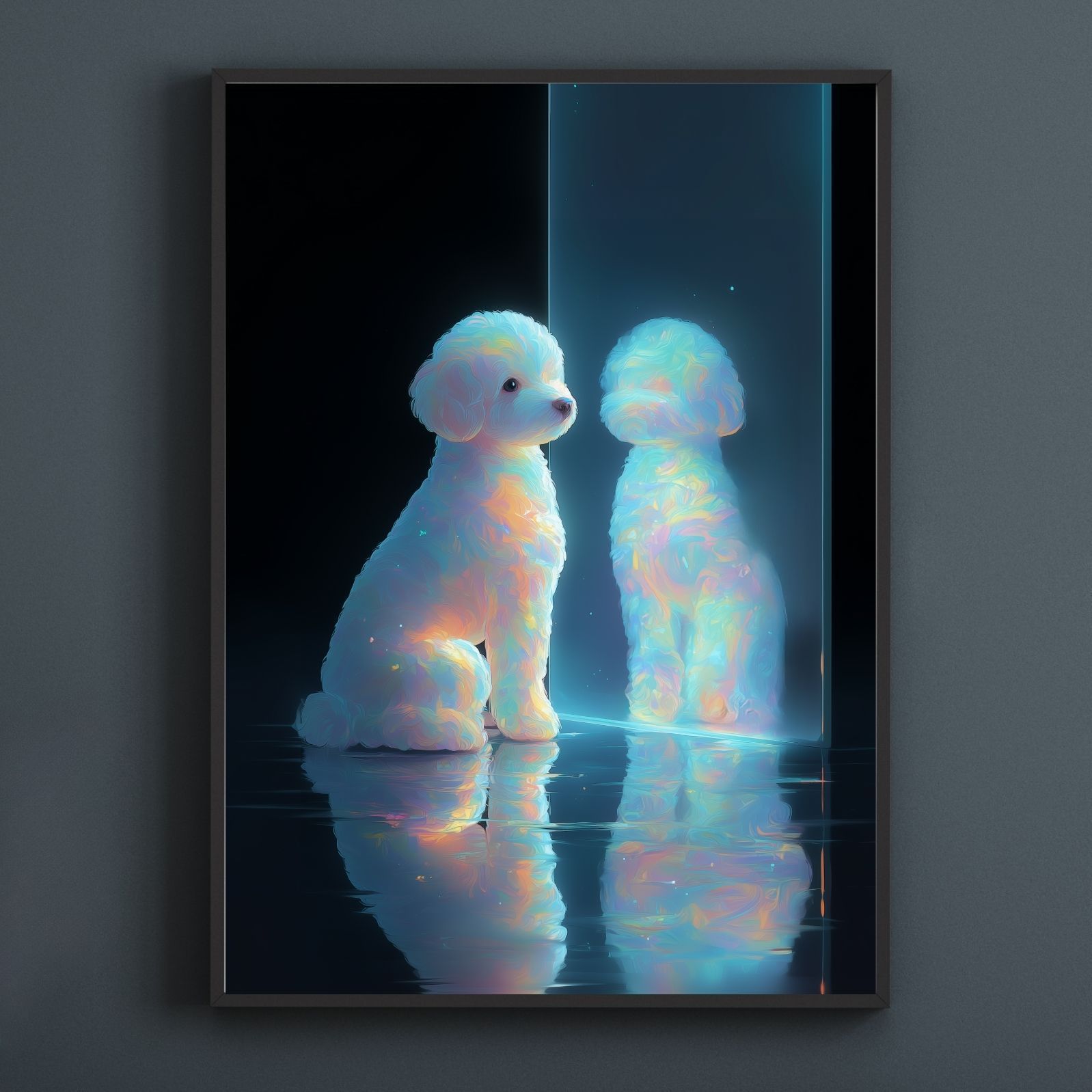 名入れOK リフレクション - トイプードル犬 No.3 アートポスター ペットロス うちの子記念日 北欧 ナチュラル モダンインテリア