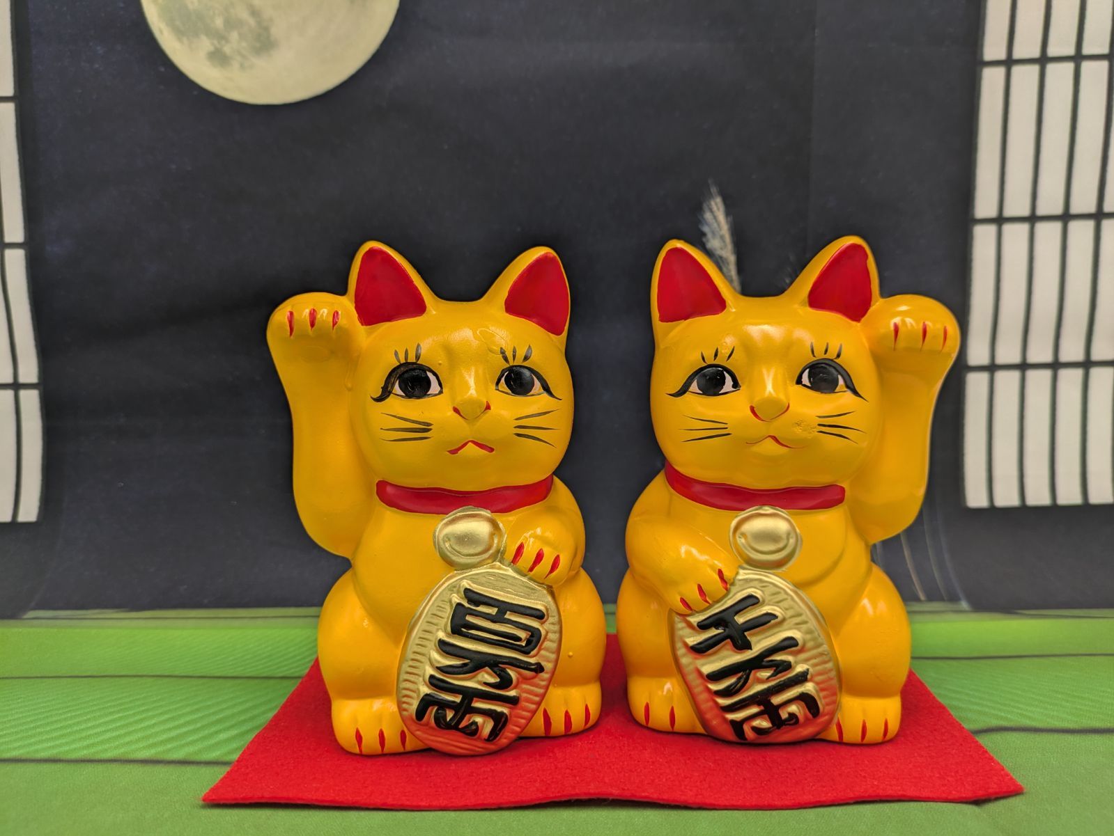 古瀬戸古伊万里招き猫縁起物金運千客万来商売繁盛y313