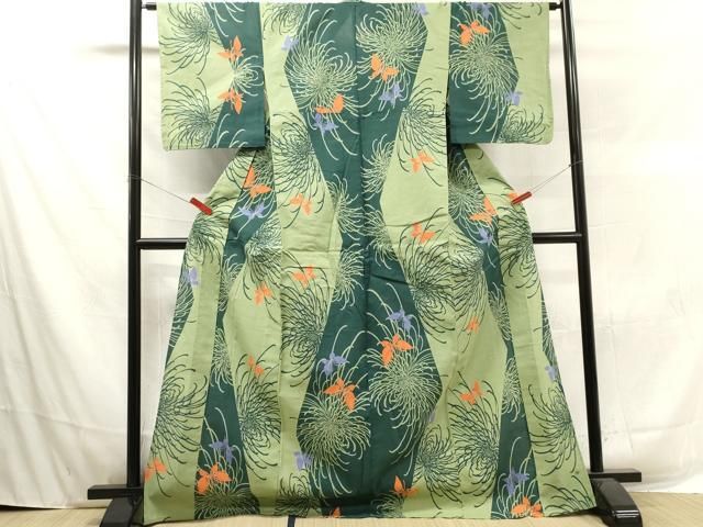 平和屋着物∴夏物 浴衣 綿紅梅 舞花文 薔薇 バラ 綿 逸品 DAAV7300cd 平和