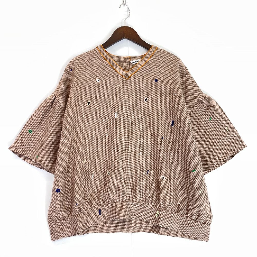 mina perhonen ミナペルホネン abs1224 ﾌﾞﾗｳﾝ ﾘﾈﾝ sunny holeﾌﾞﾗｳｽ 38 