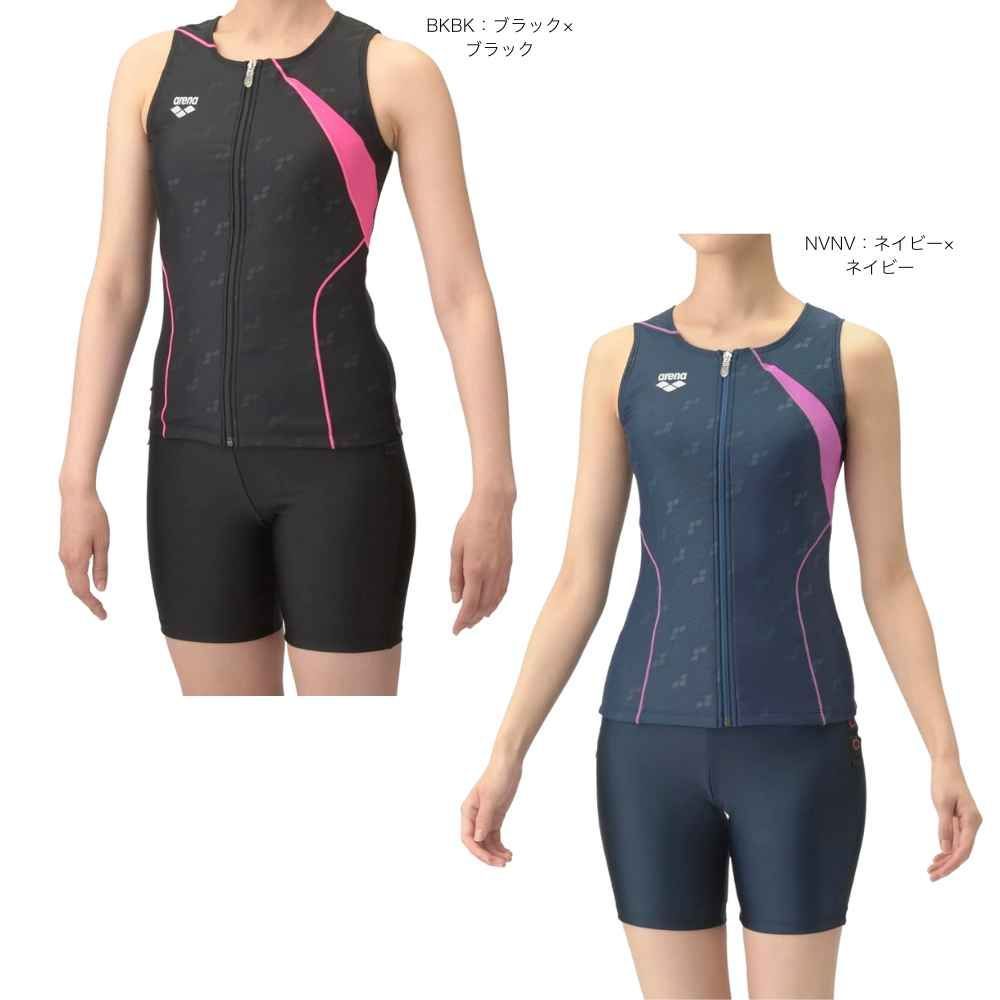 アリーナ フィットネス水着 レディース フィットネスセパレーツ カバーバック ミドルレッグ 差し込みパッド付き ダブルエステル AS4FWF40W 14500 北海道 沖縄 離島への発送は行っておりません