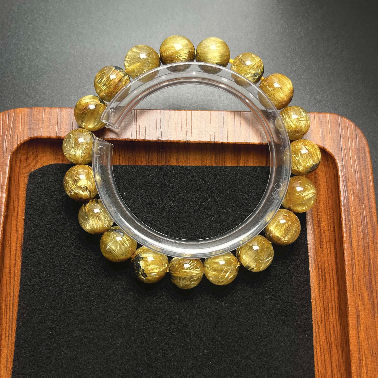 上級 EU製 太陽花タイチンルチル 黄金針水晶 金運 開運 ゴールド ブレスレット パワーストーン プレゼント 10-10.8mm ZB8289
