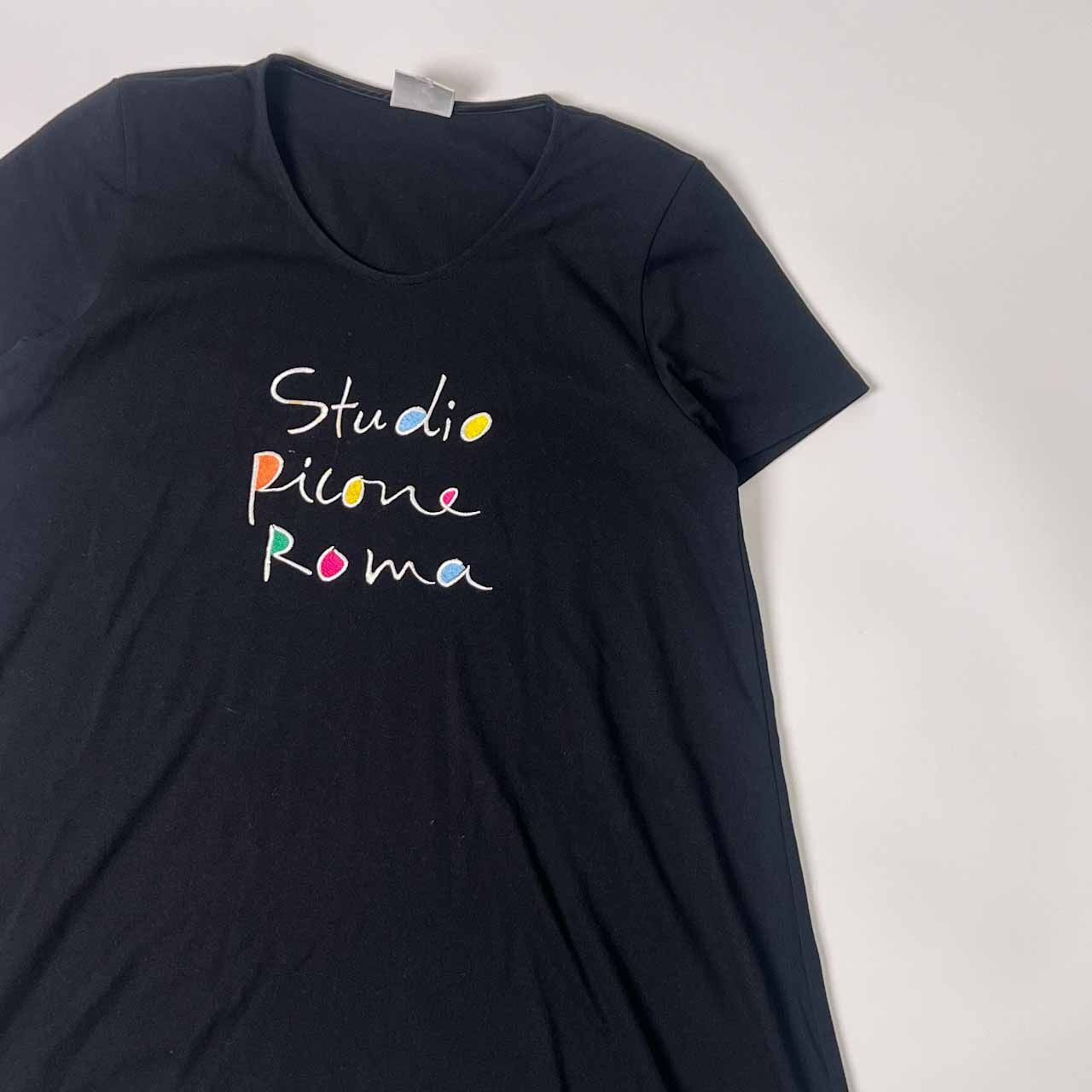PICONE ピッコーネ　ビーズ装飾 長袖Tシャツ 黒 高級素材使用ブランド PICONE ピッコーネビーズ装飾 長袖Tシャツ