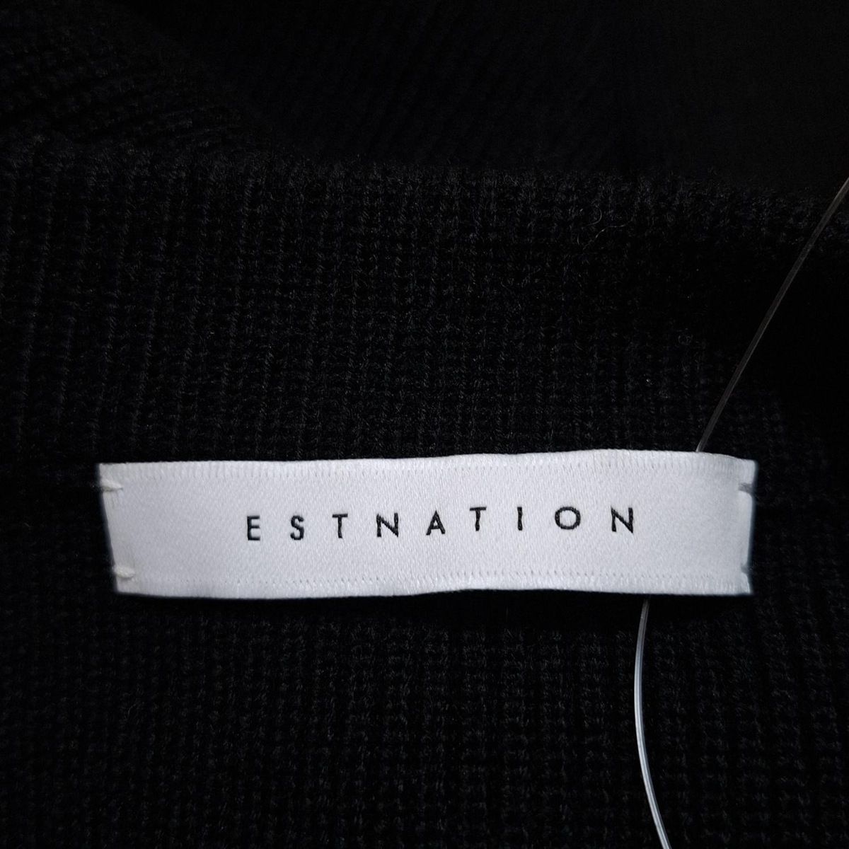 ESTNATION - ESTNATION(エストネーション) 七分袖セーター サイズ38 M レディース - 黒 クルーネック/フリル ESTNATION - ESTNATION(エストネーション) 七分袖セーター