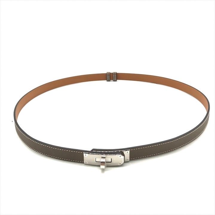 【新品未使用】エルメス ケリーベルト　エトゥープ　シルバー金具 【安心鑑定可】 エルメス HERMES ケリーベルト エトゥープ シルバー金具 新品未