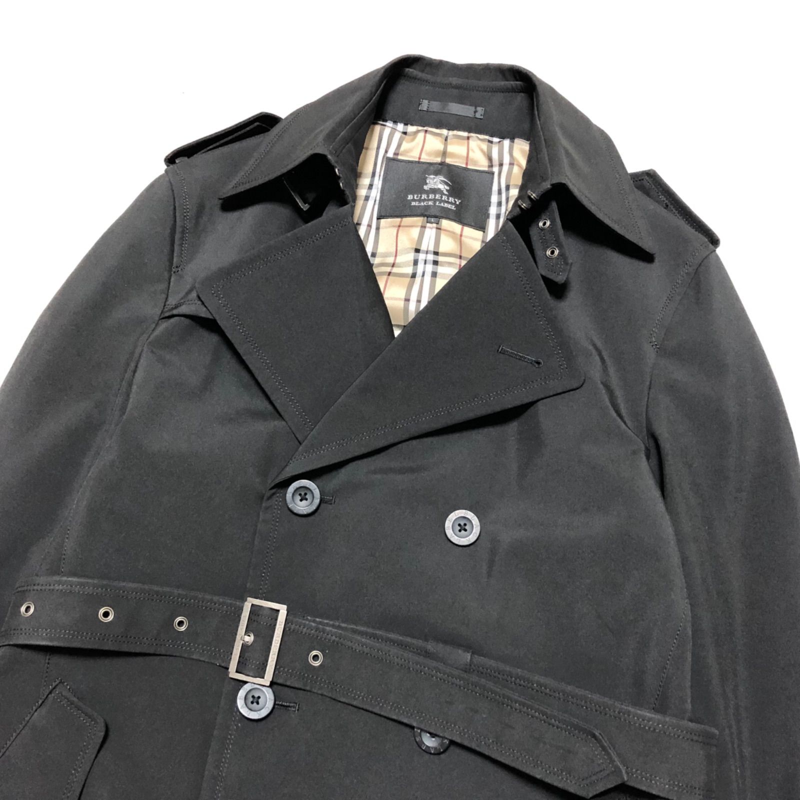 BURBERRY BLACK LABELブラック ダブルブレスト ピーコート Burberry ブラックレーベル 黒 ダブルブレスト トレンチコート